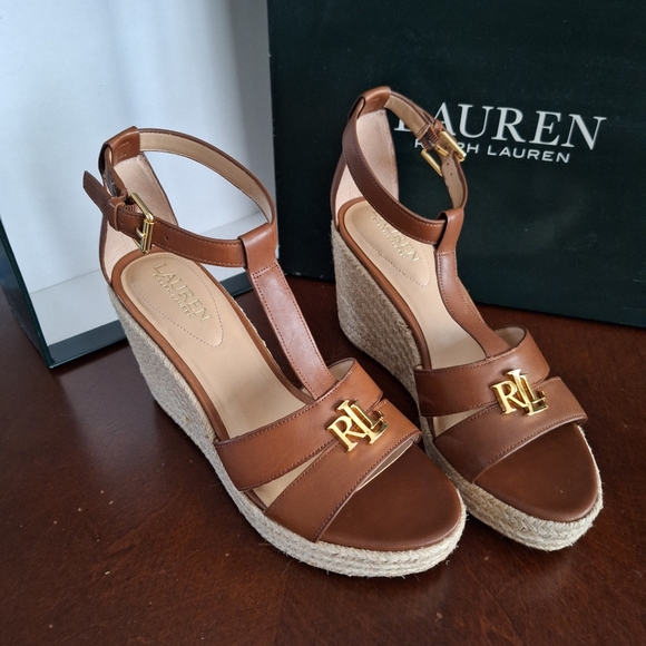LAUREN Ralph Lauren 8B/26cmBOX -SIZE NOTES -Burnished Calf-Polo Tan Platforms